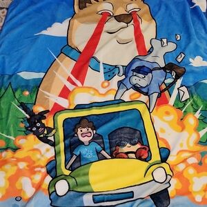Source Unknown Blue Yellow and Green Kids Cartoon Vehicle Throw